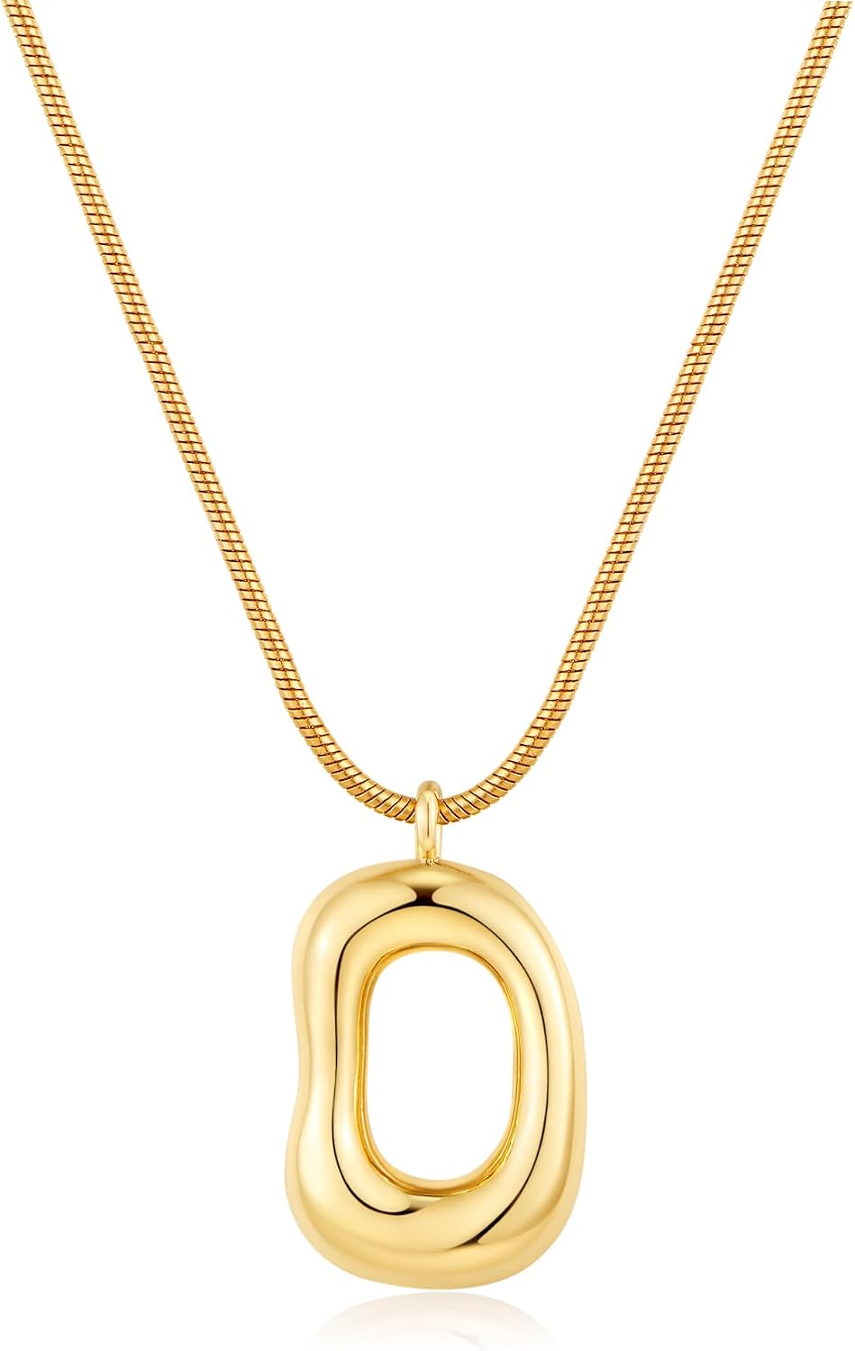 Abstract Gold Tone Pendant Necklace