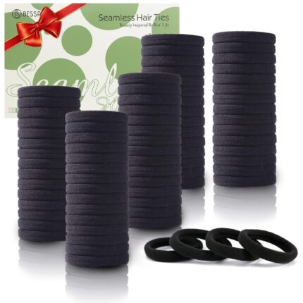 100-Piece Seamless Black Hair Ties