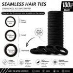 100-Piece Seamless Black Hair Ties