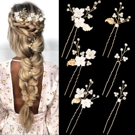 Six-Piece Gold-Tone Floral Hair Pins