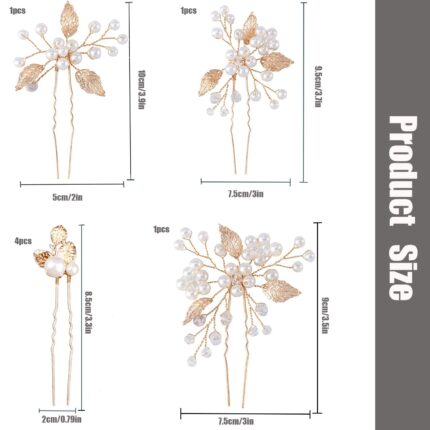 Seven-Piece Gold Leaf & Pearl Hair Pins
