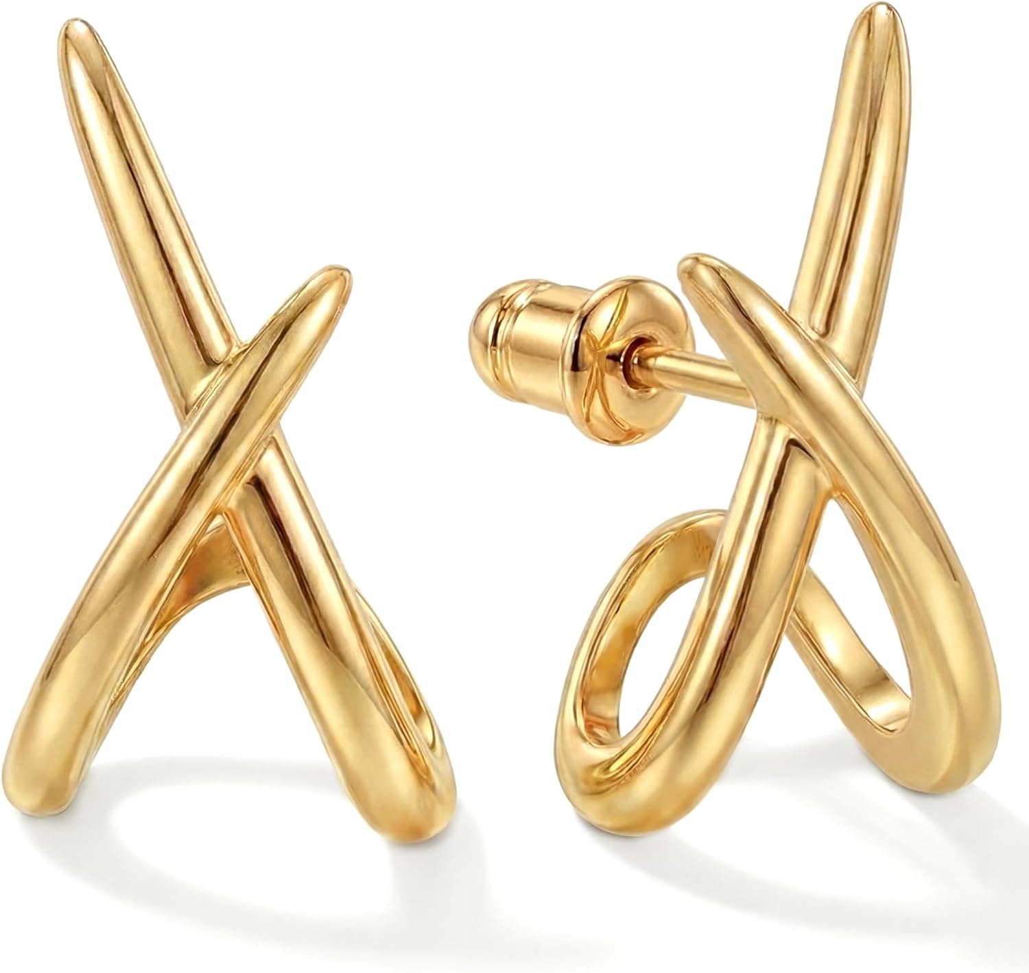 Crossover Stud Earrings, One Pair