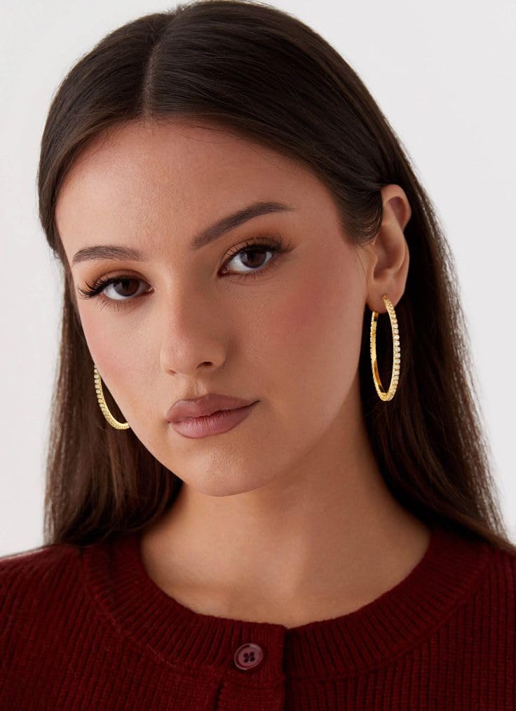 Cubic Zirconia Embellished Hoop Earrings
