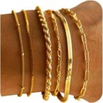 Six-Piece Gold Tone Chain Bracelet Set