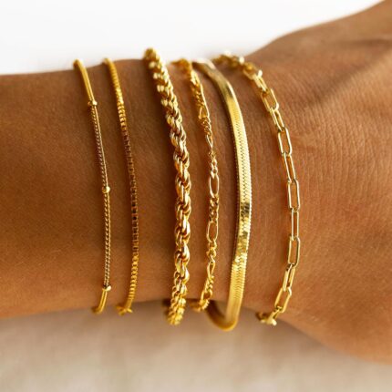 Six-Piece Gold Tone Chain Bracelet Set