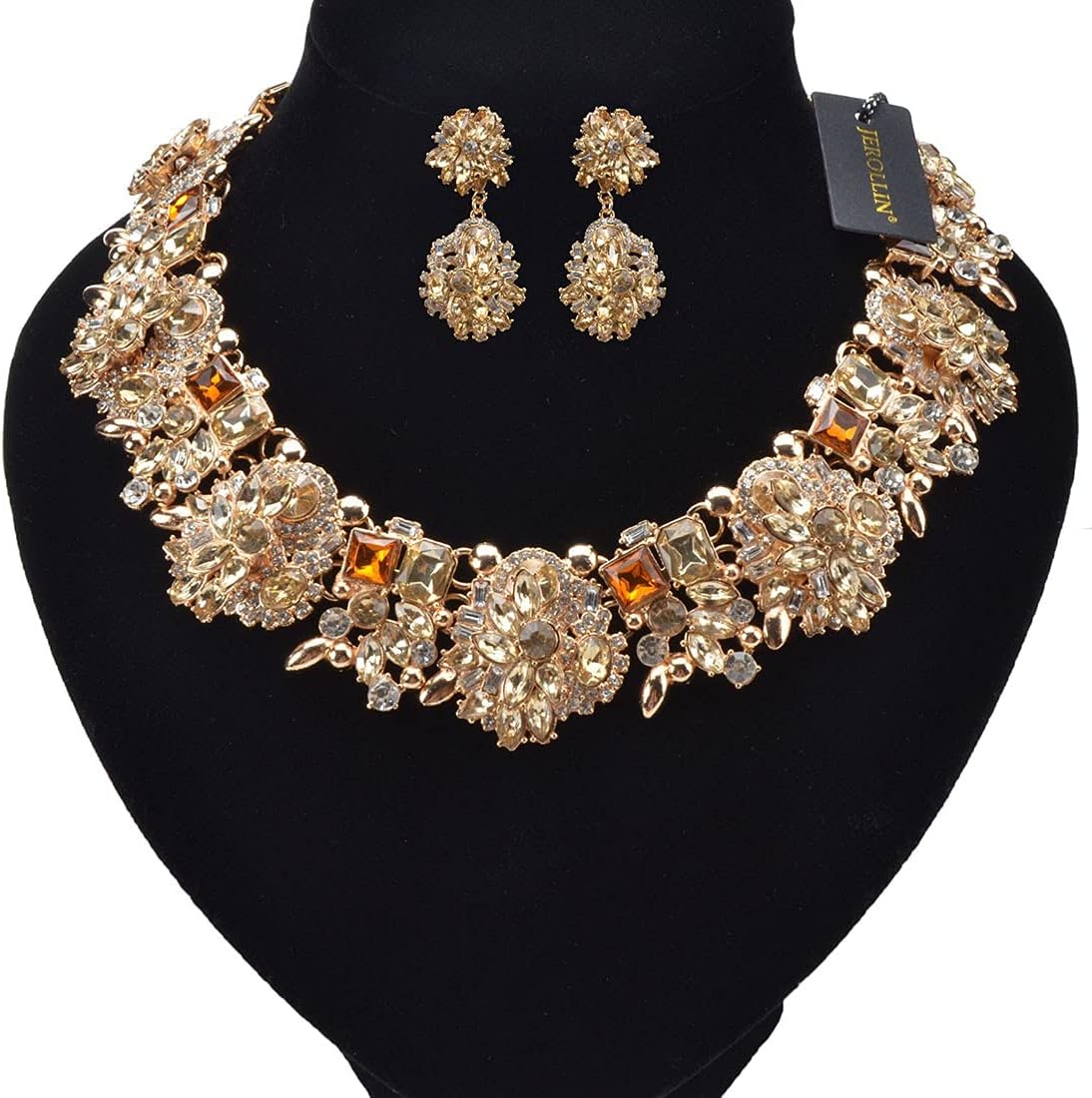 Embellished Choker Necklace and Earrings Set