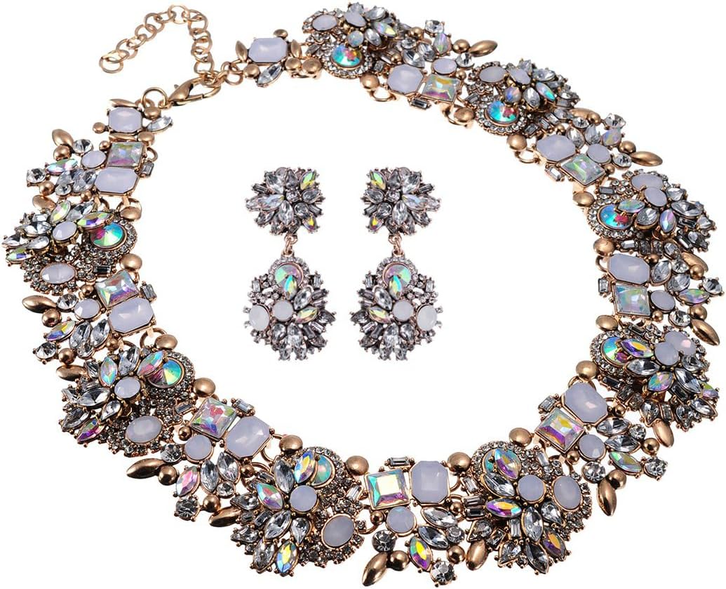 Embellished Crystal Choker Necklace Set