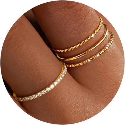 Four-Piece Stackable Gold Plated Rings