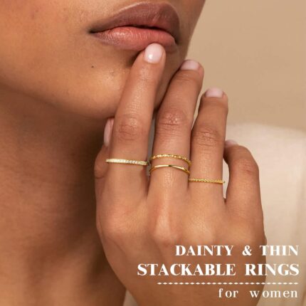 Four-Piece Stackable Gold Plated Rings