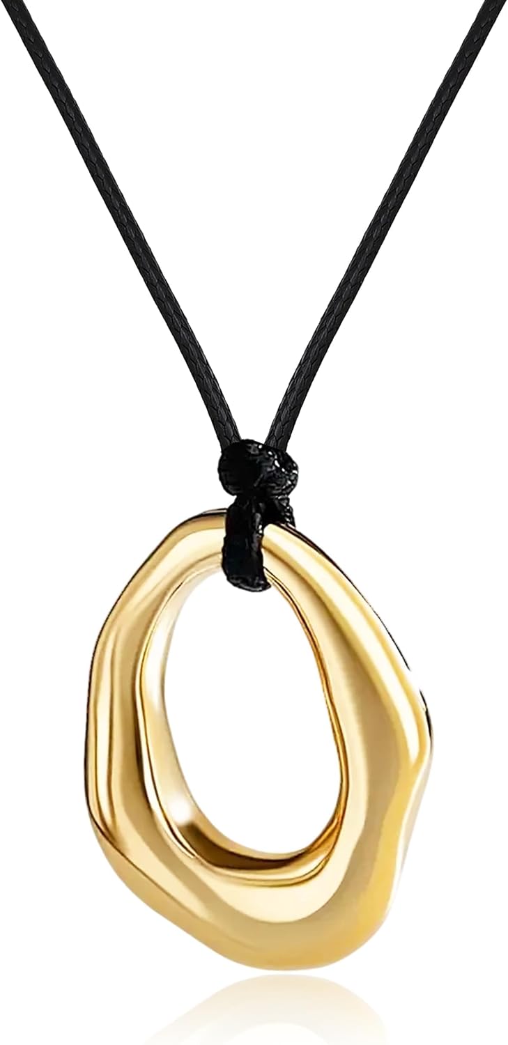 Gold Tone Abstract Pendant Necklace