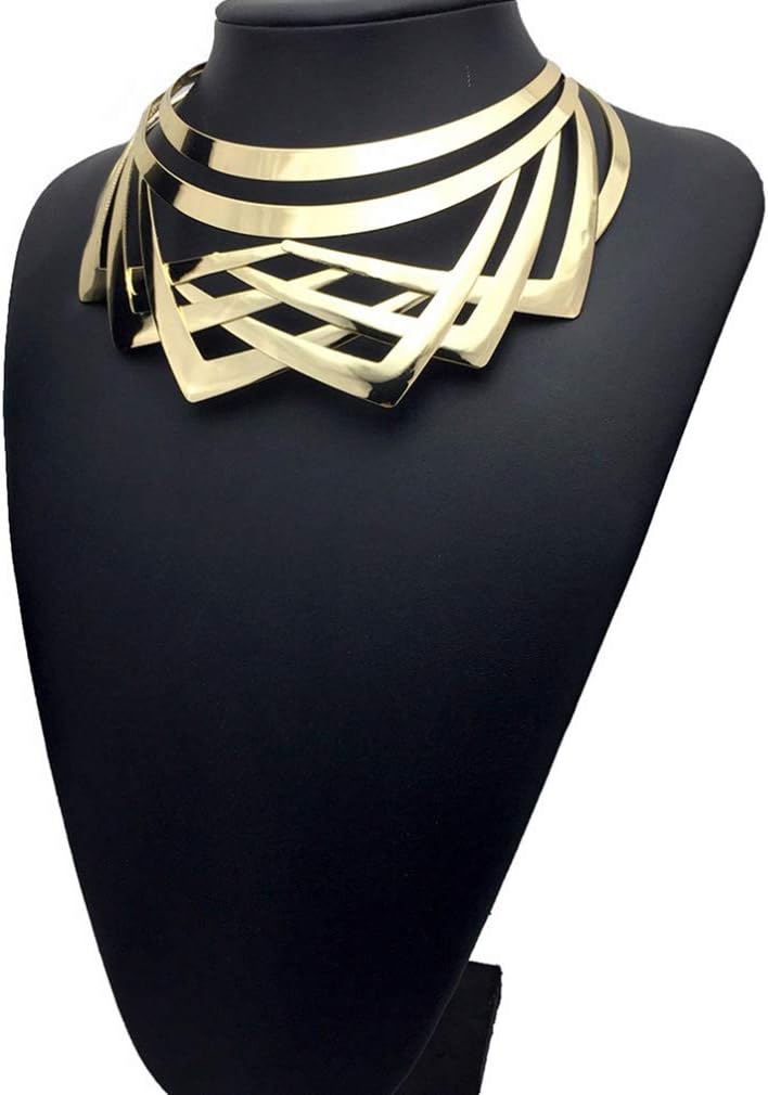 Layered Gold Finish Choker Necklace