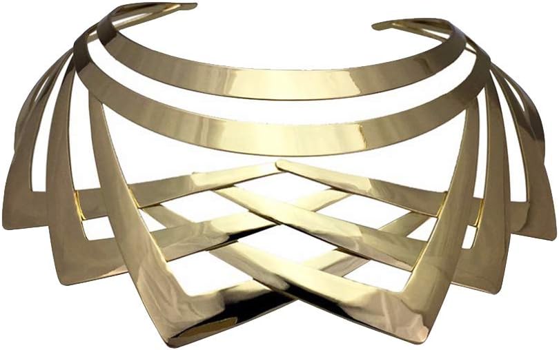 Layered Gold Finish Choker Necklace
