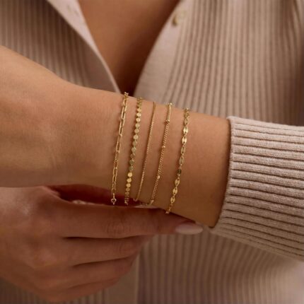 Five-Piece Gold Tone Bracelet Set