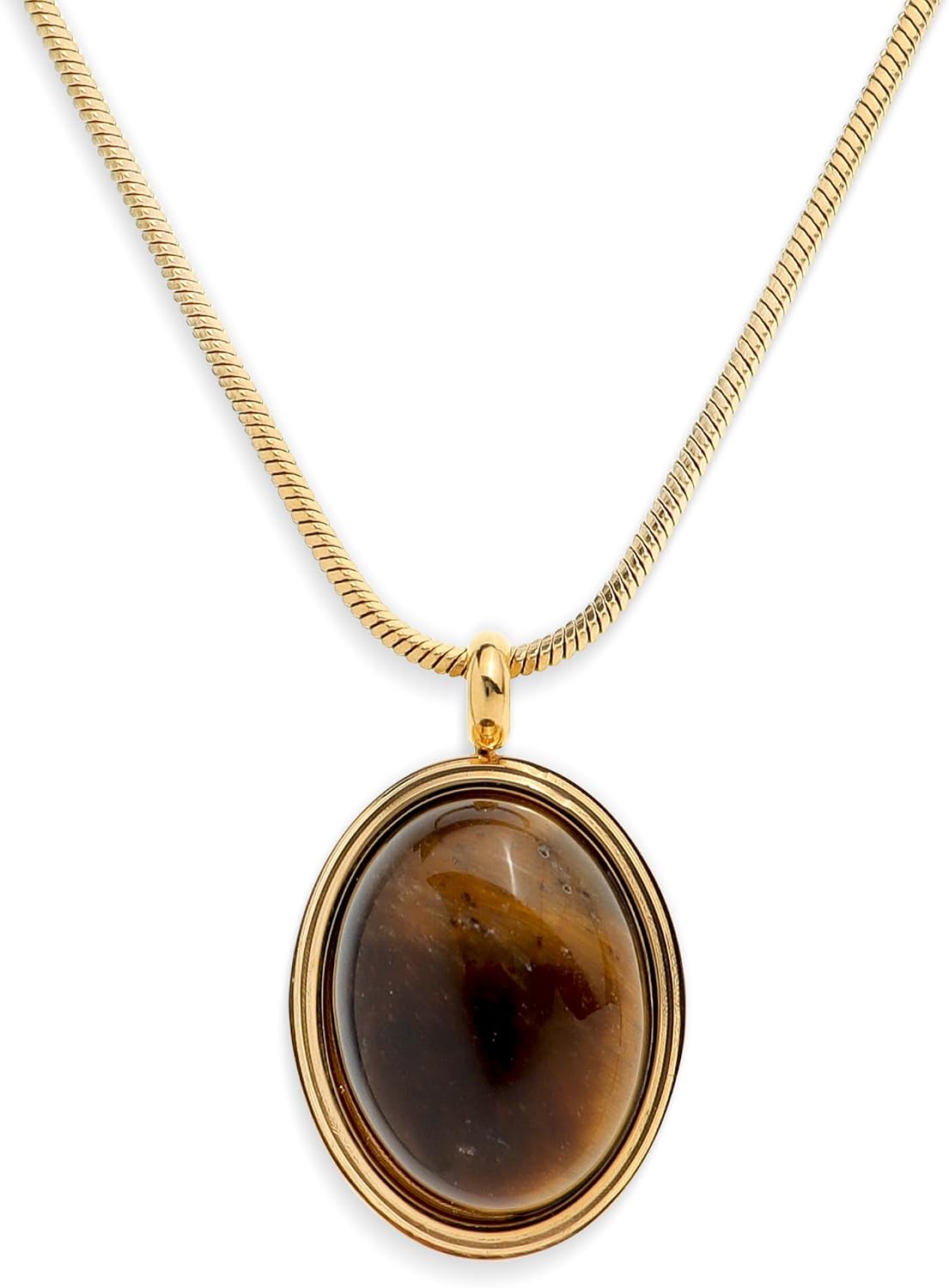 Oval Stone Pendant Necklace