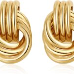 Chunky Knot Gold Dangle Earrings