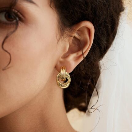 Chunky Knot Gold Dangle Earrings