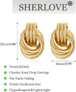 Chunky Knot Gold Dangle Earrings