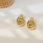 Chunky Knot Gold Dangle Earrings