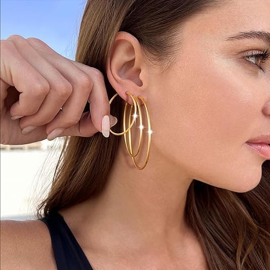Six Pairs Assorted Hoop Earrings Set