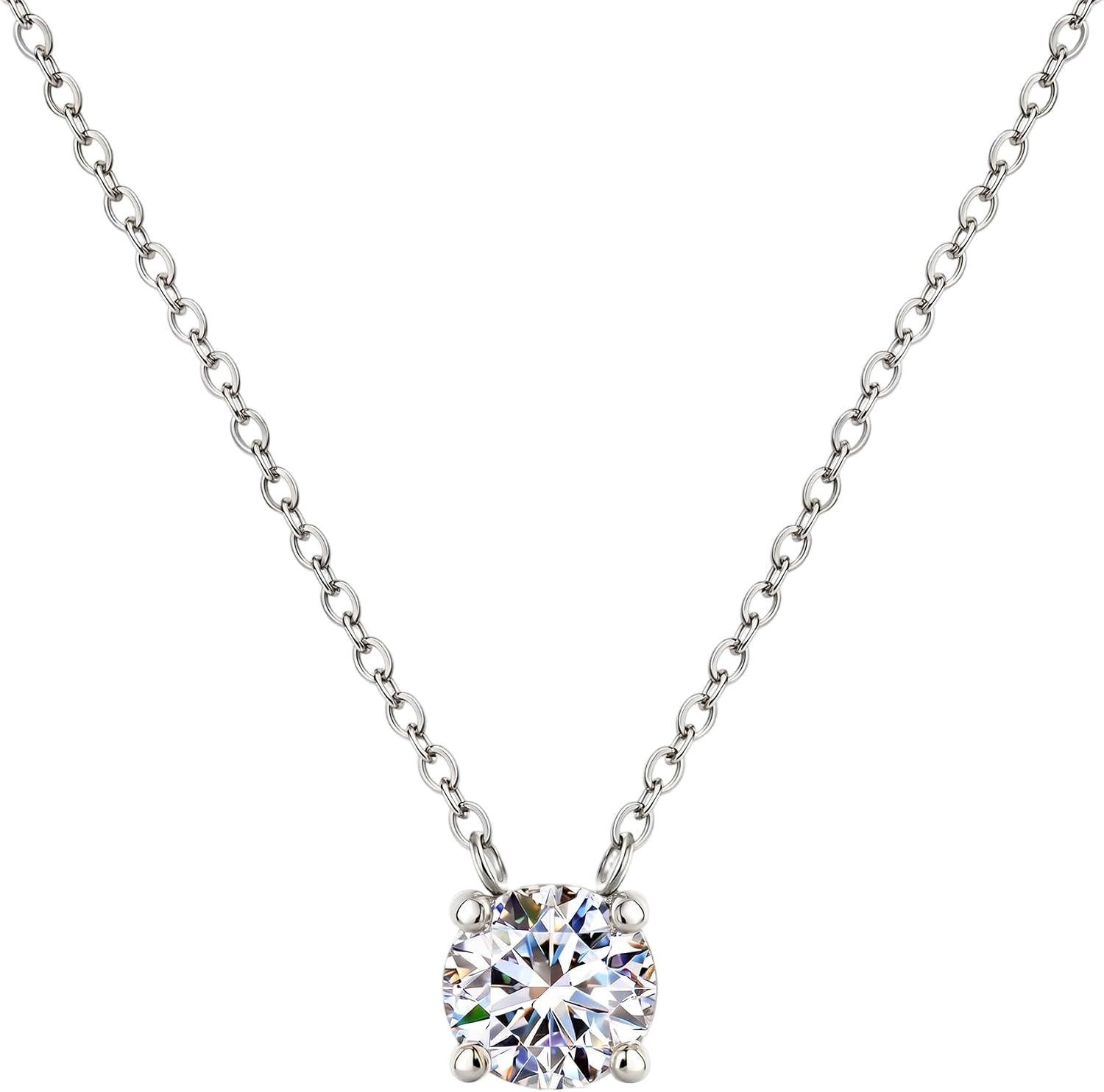 Solitaire Cubic Zirconia Pendant Necklace