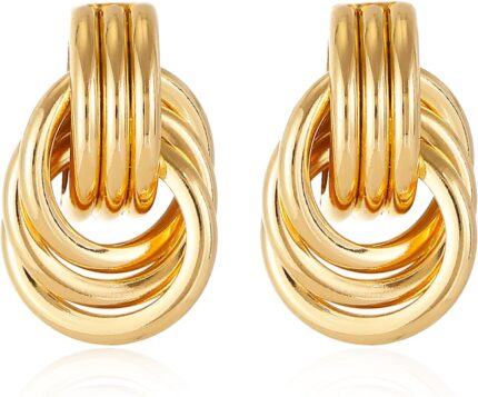 Knot Heart Link Drop Earrings