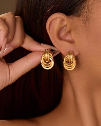 Knot Heart Link Drop Earrings