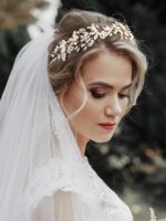 Gold Tone Floral Bridal Headband