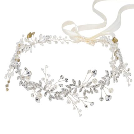 Silver-Tone Pearl and Rhinestone Headpiece