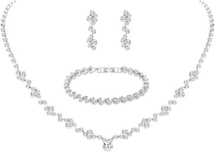 Silver Plated Rhinestone Jewellery Set