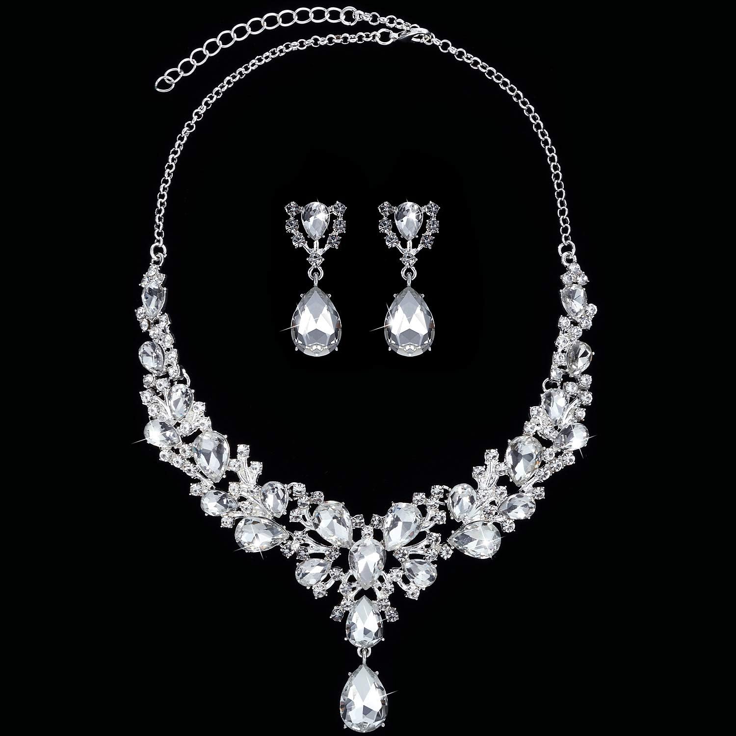 Teardrop Stone Necklace and Earrings Set