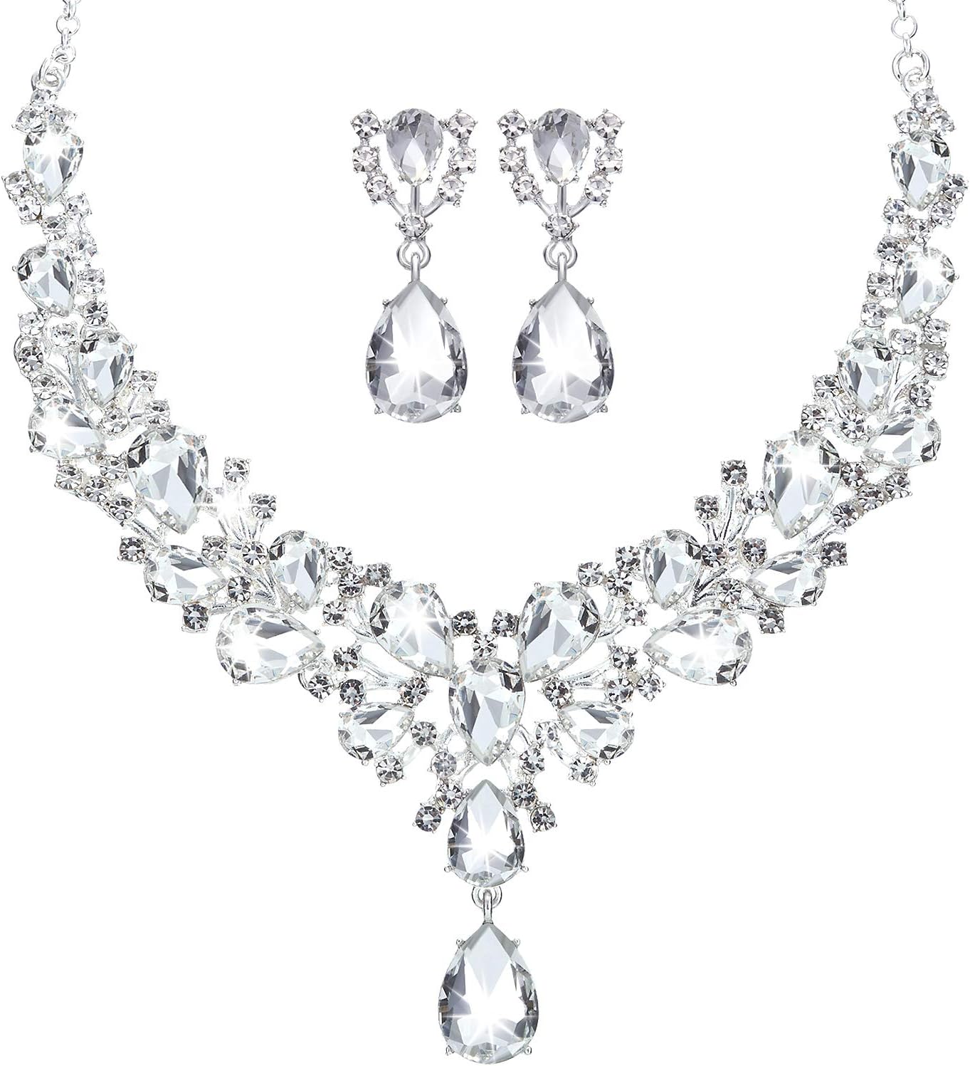 Teardrop Stone Necklace and Earrings Set